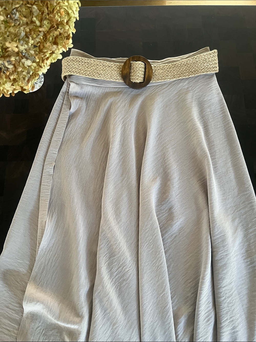 Summer jute belt with wooden buckle